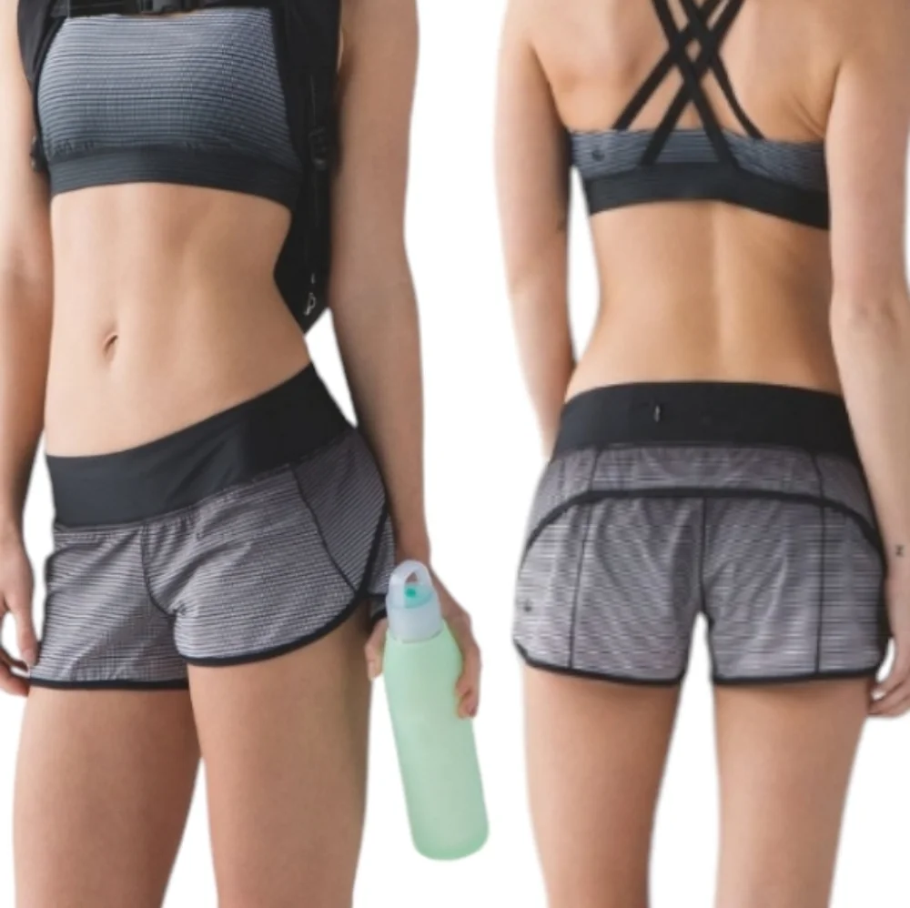Lululemon Speed Short H2O Black White Stripe Swim Run